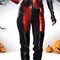 Womens Harlequin Blaster Costume Harley Quinn Metallic Jumpsuit With Accessories